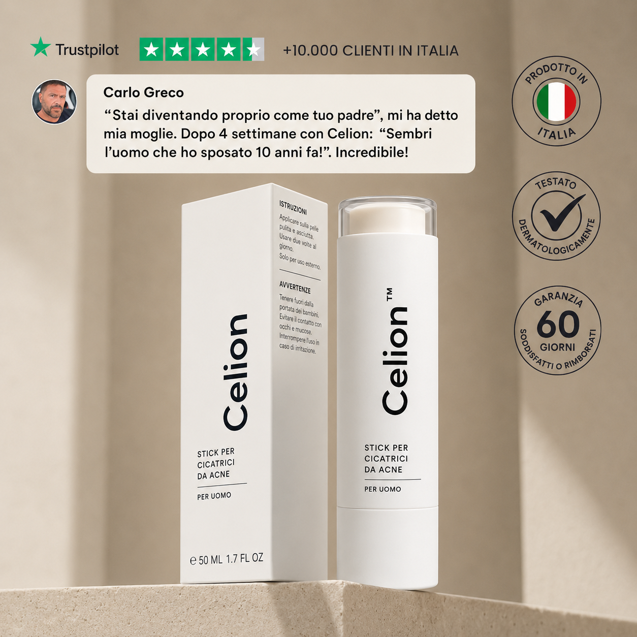 Celion™  Leviga le cicatrici da acne